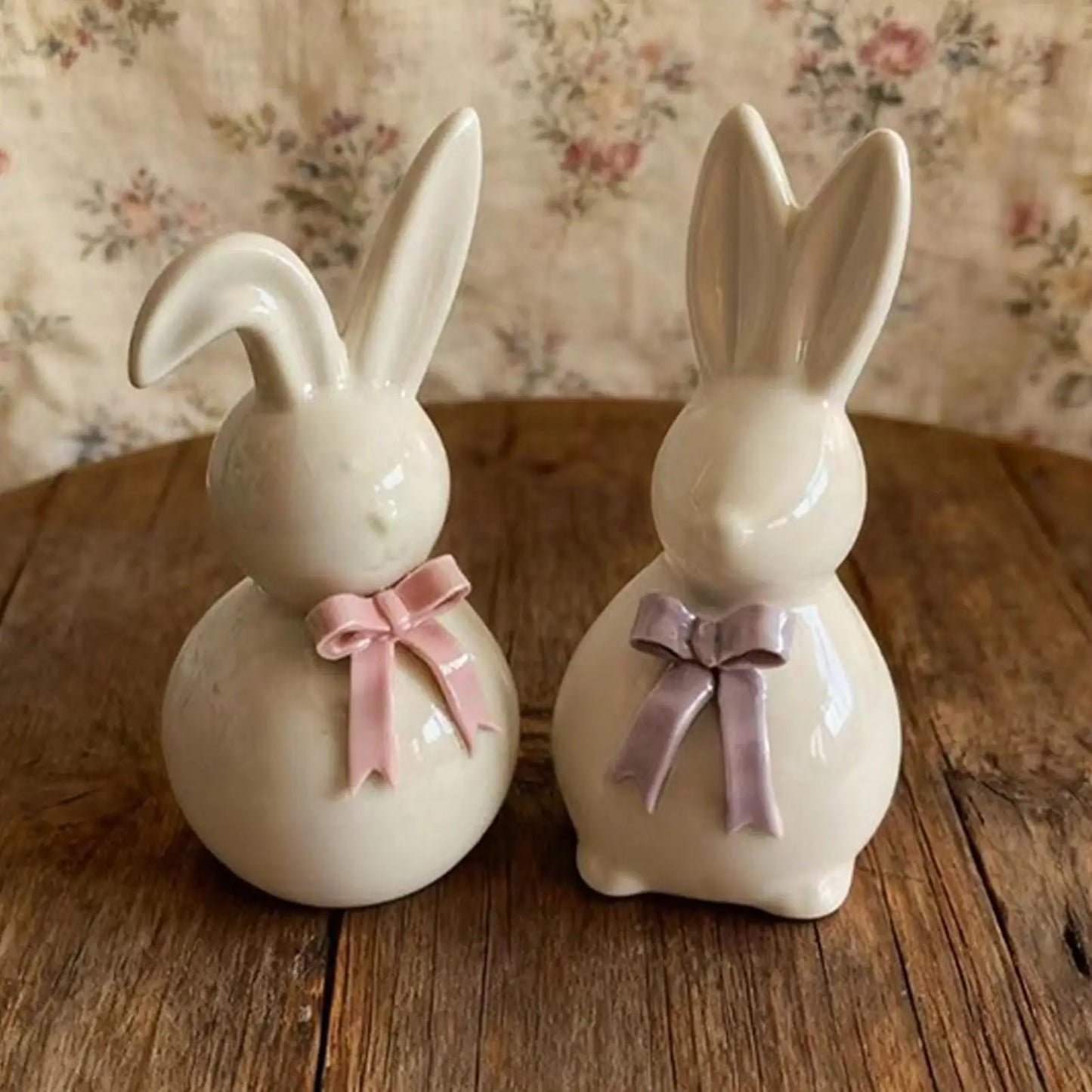 Easter Bunny Ceramic Figurine | Rabbit Sculpture Spring Decor
