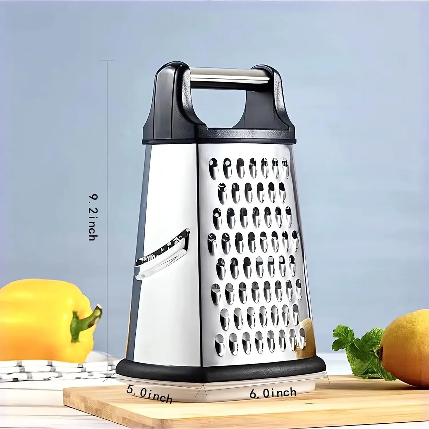 4-Sided Stainless Steel Box Grater with Container | Kitchen