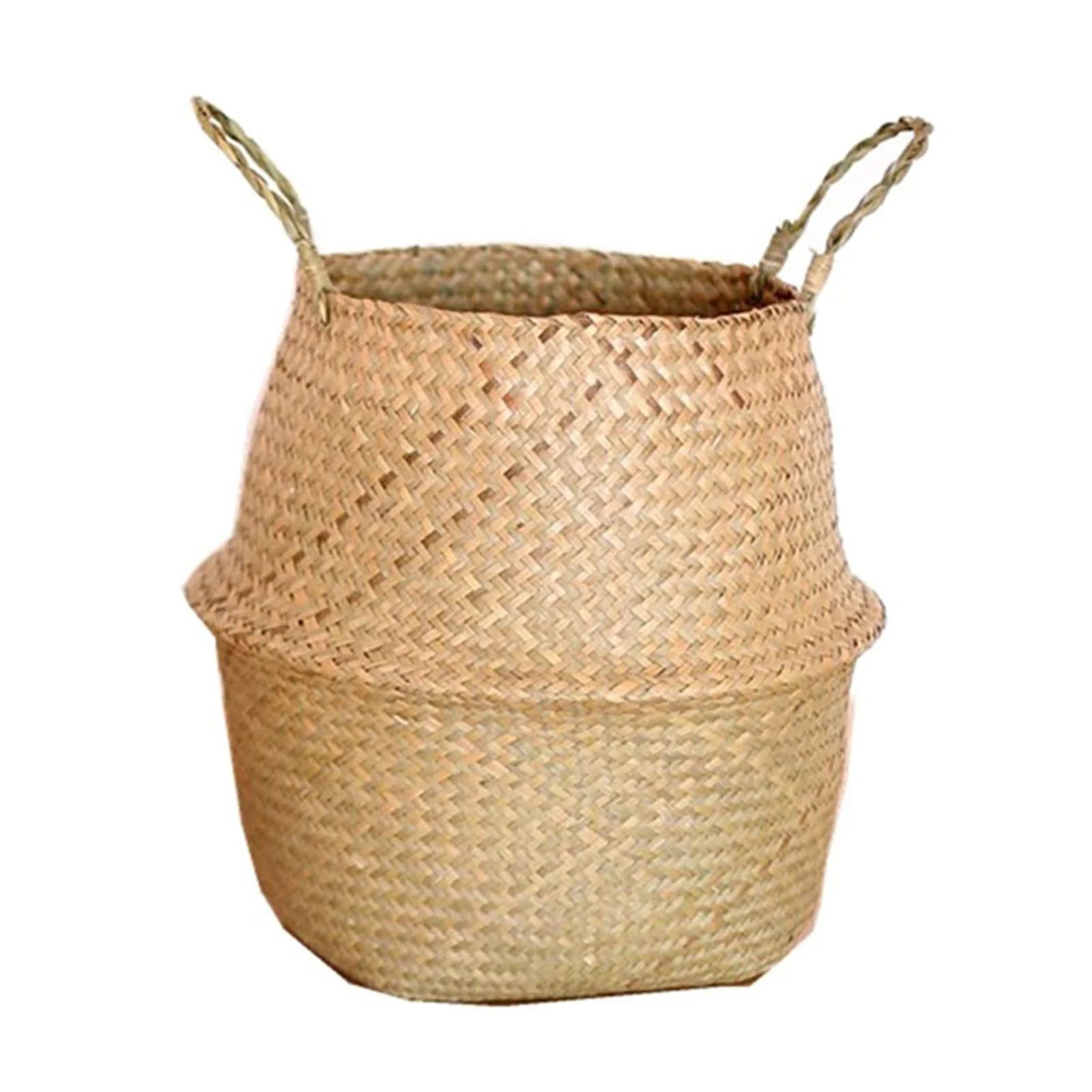 Seagrass Wickerwork Basket Portable Dirty Laundry Hamper Storage Basket Garden Plant Basket Home Decor Peaceful Pleasures Health and Wellness XS