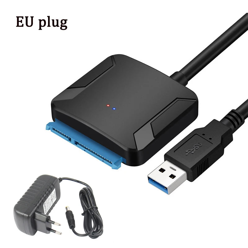 USB 3.0 to SATA Adapter Cable for 3.5/2.5 Inch SSD HDD SATA III Hard Drive Disk Support UASP Compatible with USB 1.1/2.0/3.0 Peaceful Pleasures Health and Wellness EU Plug