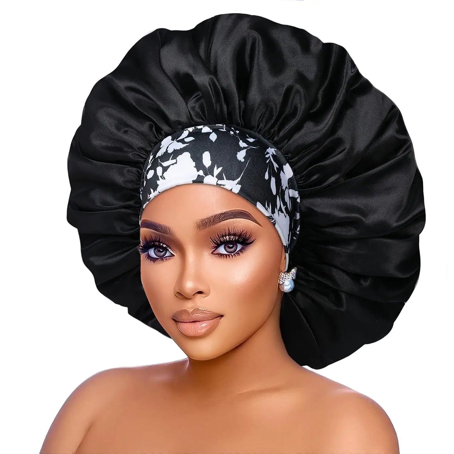 Women's Satin Sleep Cap – Oversized Bonnet with Wide Elastic Band