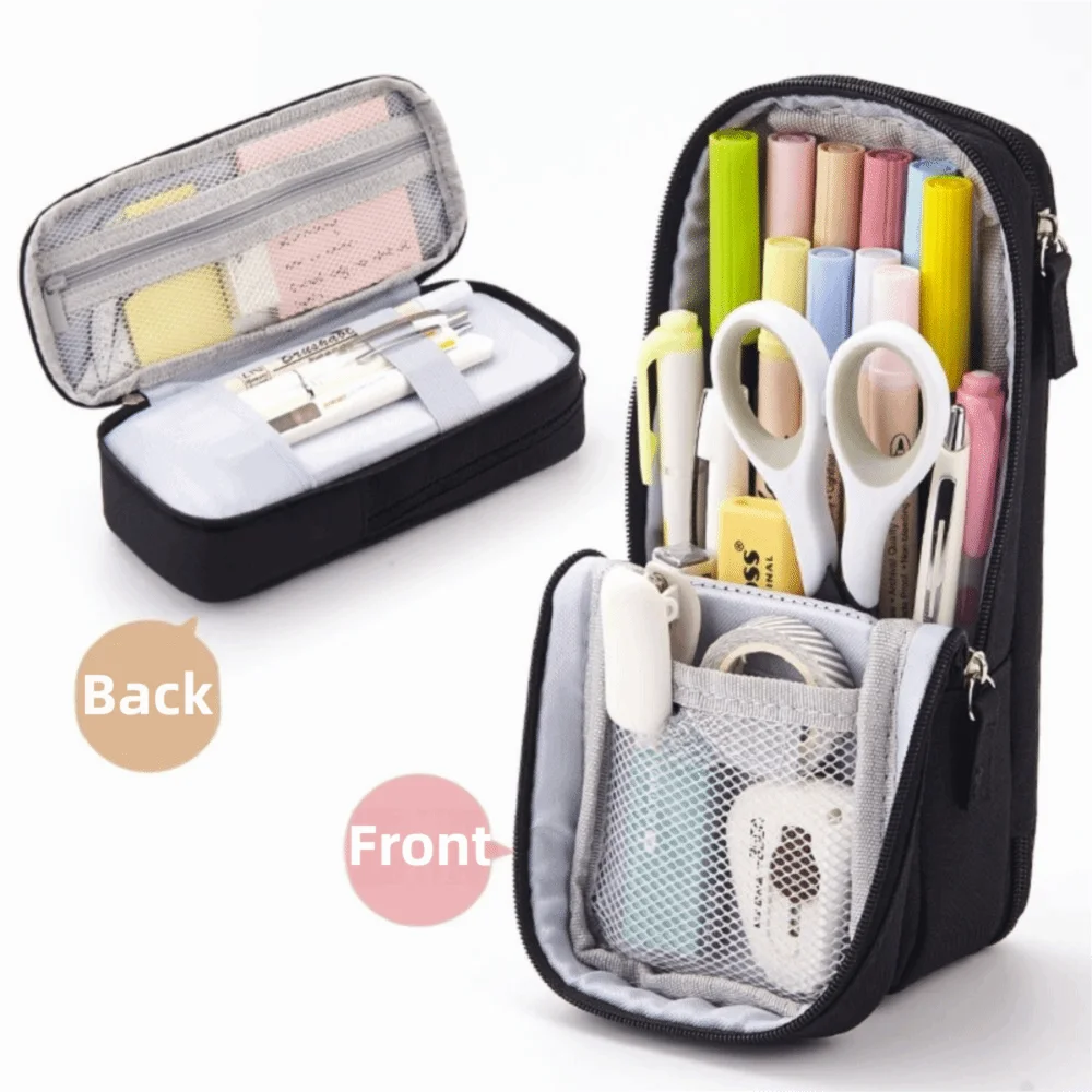 Large-capacity Folding Pencil Case Simple Double-layer Pen Storage Bag Portable Aesthetic Student Stationary Boxes School/Office Peaceful Pleasures Health and Wellness