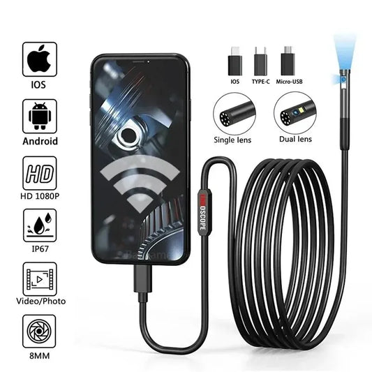 Endoscope Inspection Camera 3 in 1 Micro USB/Type-C Mini Inspection Camera for IOS iPhone Waterproof Pipeline Borescope Peaceful Pleasures Health and Wellness