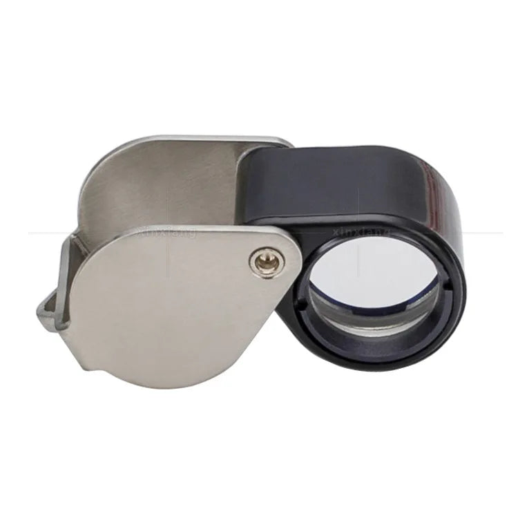 14X Magnifier 12Mm All Metal Folding Diamond Jade Antique Appraisal High-Power Magnifying Glass with Leather Cover Peaceful Pleasures Health and Wellness