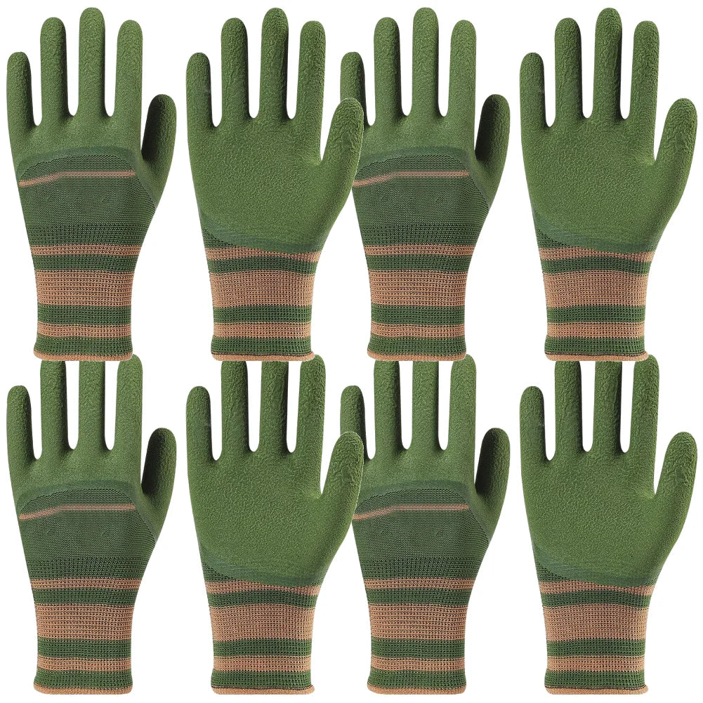 Garden Working Gloves Thorn Proof Waterproof Protection Latex Dip Wear-Resistant Safety Glove for Picking Chestnuts and Flowers Peaceful Pleasures Health and Wellness 4 pair