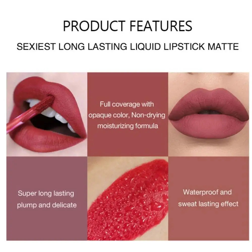 HANDAIYAN 6-Shade Matte Liquid Lipstick Set – Waterproof Vegan