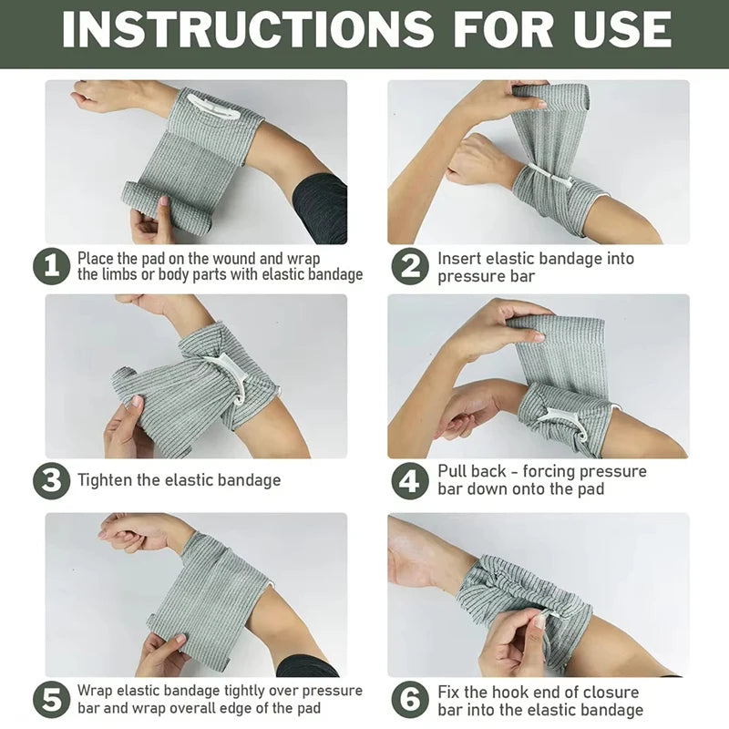 4/6Inch Israeli Trauma Emergency Bandage Elastic Compression Bandage Outdoor Emergency Wound Dressing Vacuum Packaging Peaceful Pleasures Health and Wellness