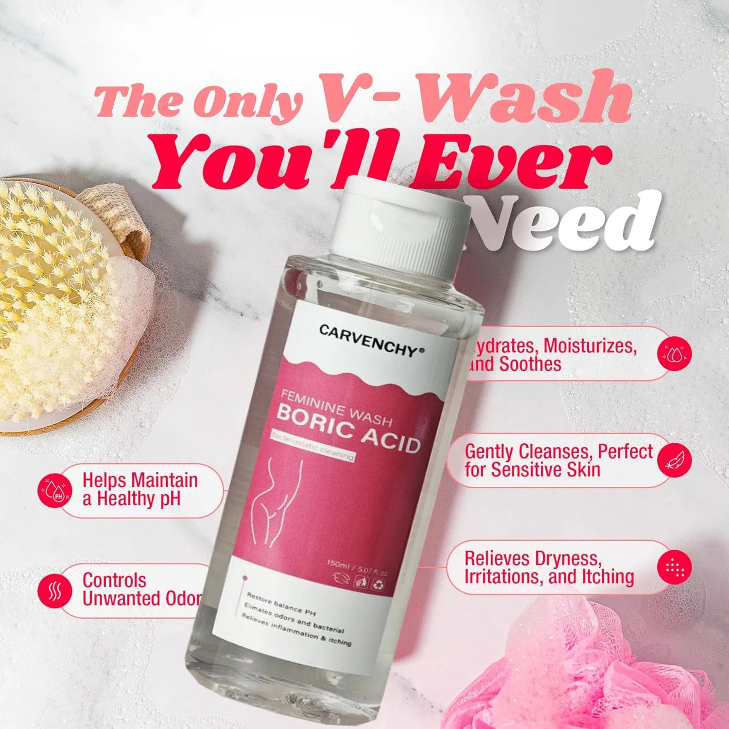 pH Balance Feminine Wash with Boric Acid | Supports Odor Control | Cleanses Discharge | Promotes Healthy Intimate Balance Peaceful Pleasures Health and Wellness