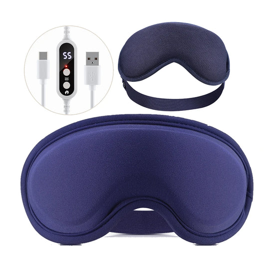 Electric 3D Sleeping Eye Mask 5/3 Hot Compress & 6 Vibration Eye Care Massager Shading Office Travel Relieve Fatigue Dry Eyemask Peaceful Pleasures Health and Wellness
