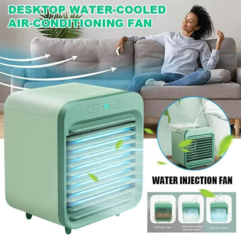 2026 Portable Mini Air Conditioner Desktop Fan USB Rechargeable Air Cooler Table Cooling Mist Fan Humidifier for Office Home Peaceful Pleasures Health and Wellness