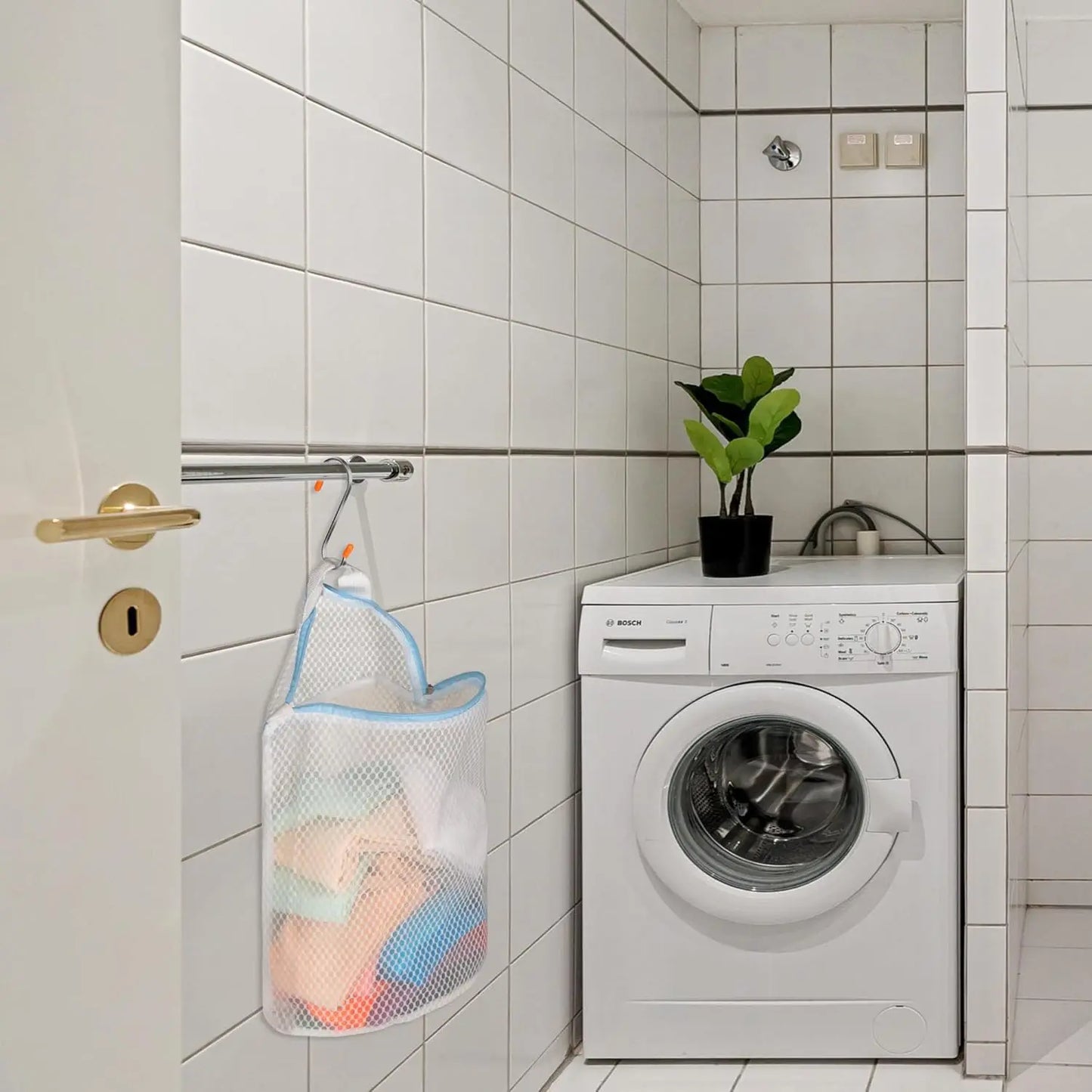 3-Piece Mesh Laundry Bags with Hooks for Socks, Assorted Colors Laundry Organizer Peaceful Pleasures Health and Wellness