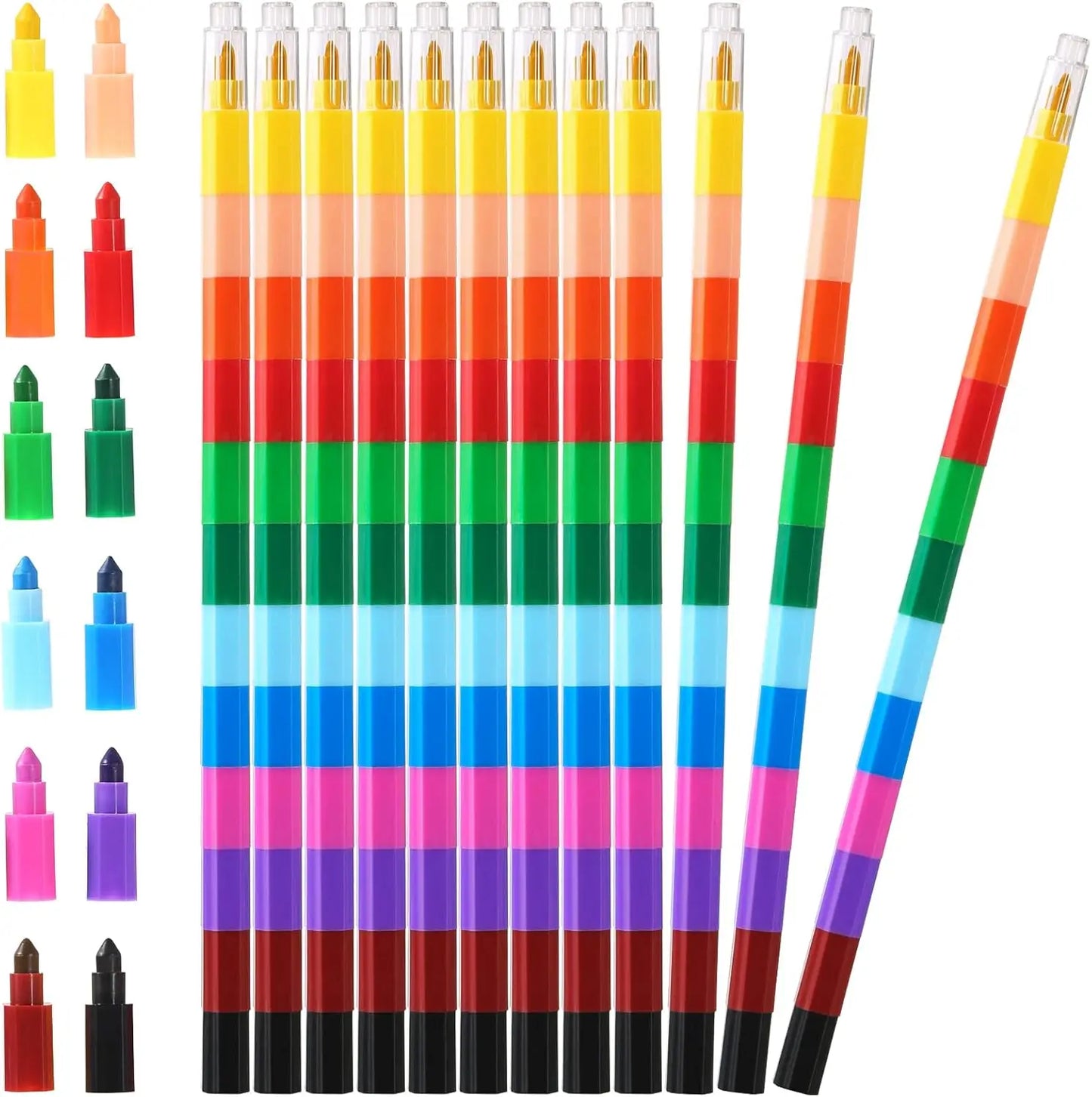 Colorful Stacking Crayons Stackable Buildable Crayons for School Office Supplies, DIY Rainbow Pencil,12 Colors Peaceful Pleasures Health and Wellness 12pcs