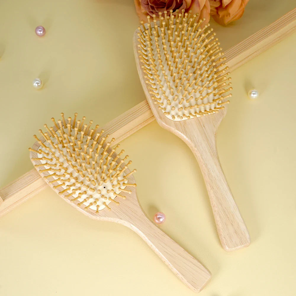 Bamboo Air Cushion Paddle Comb – Scalp Massage & Detangler