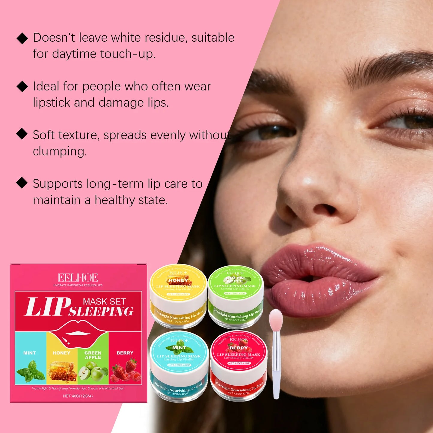 EELHOE 4-Flavor Lip Sleeping Mask Set – Hydrate & Repair Lips