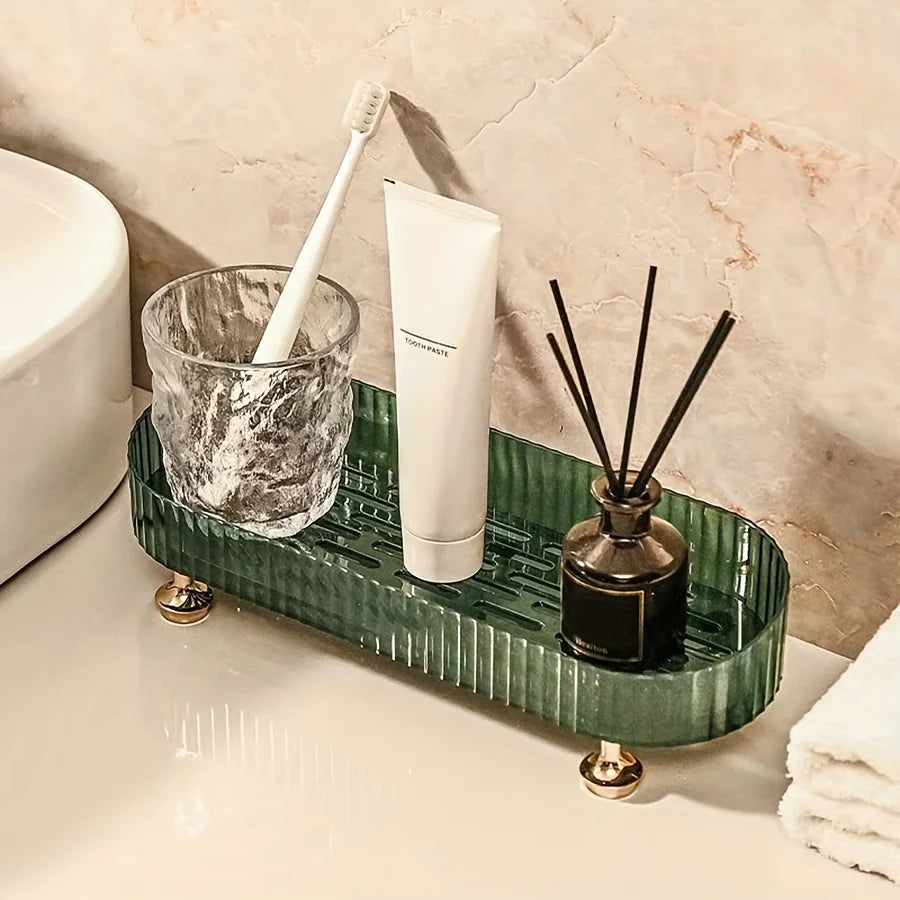 Acrylic Bathroom Vanity Tray – Makeup & Skincare Organizer for Dresser & Countertop