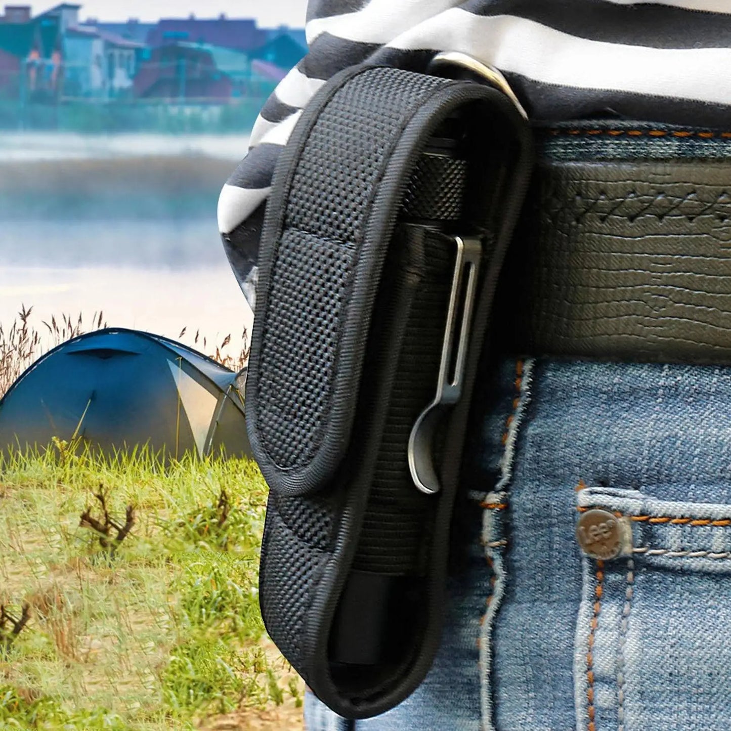 Tactical Nylon Flashlight Pouch Holster | Waist Torch Holder