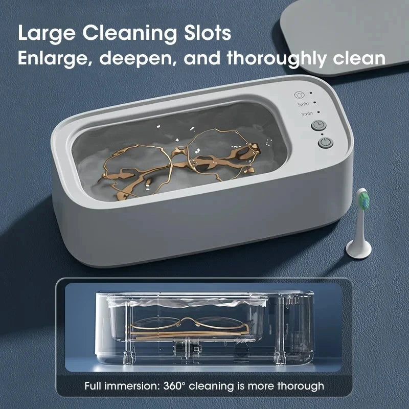 Ultrasonic Cleaning Machine Mini High-frequency Vibration Cleaning Adjustable Glasses Jewelry Pacifier Timed Cleaning Tool Peaceful Pleasures Health and Wellness