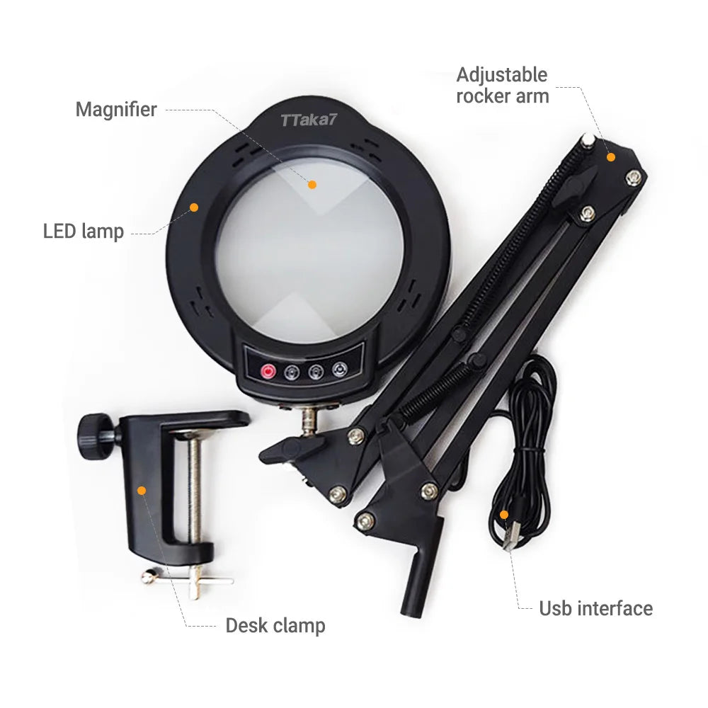 NEW USB Powered 10X Magnifying Glass with 72 LED 3 Color Lights - Adjustable Magnifier for Soldering Repair and Skincare Beauty Peaceful Pleasures Health and Wellness