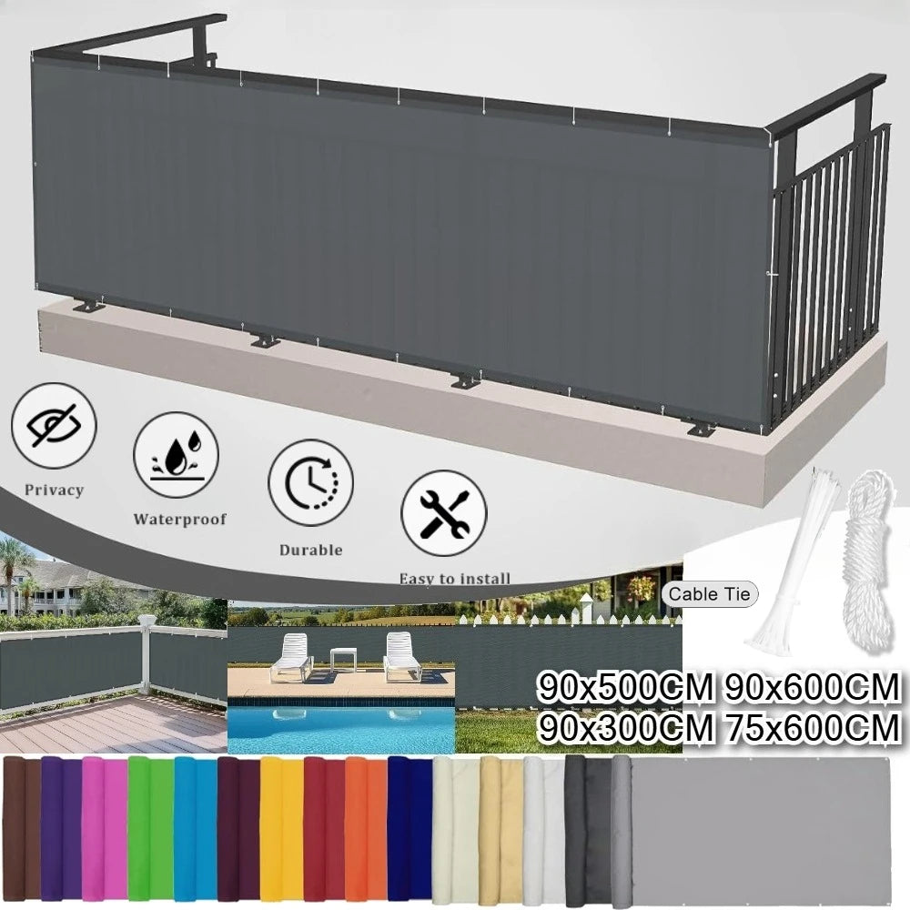 Balcony Privacy Screen Patio Fence Screen for Balcony Cover Waterproof Garden Sunshade Cloth with Grommets UV Protection Shelter Peaceful Pleasures Health and Wellness