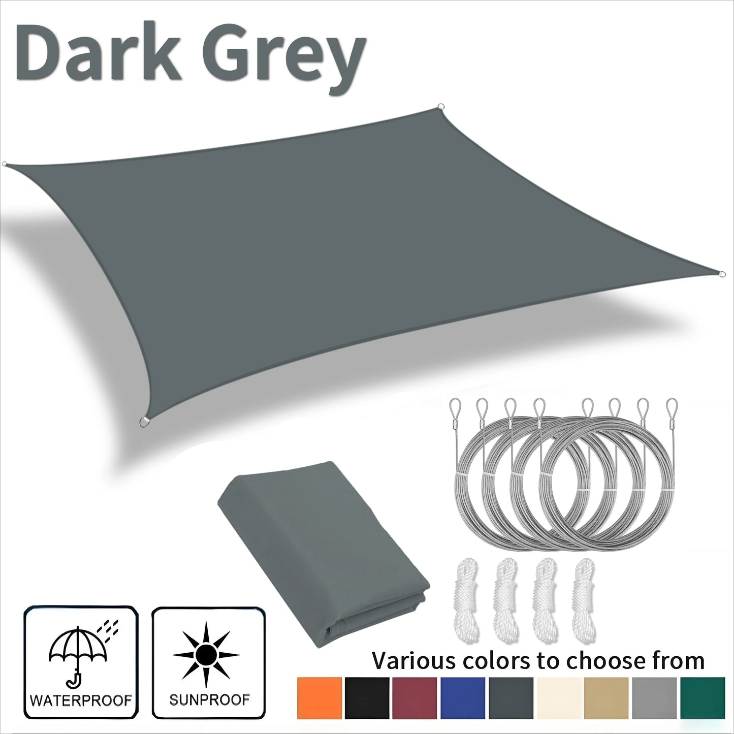 Waterproof Rectangle Sun Shade Sail – 98% UV Block Canopy