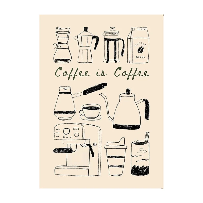 Funny Coffee Diver Canvas Wall Art | Kitchen Decor Print