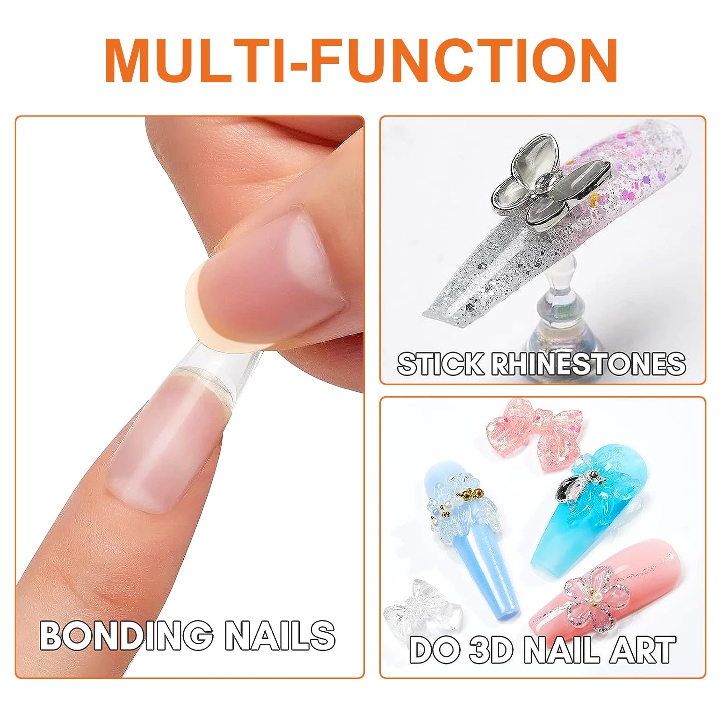 TWOING 15g Multifunctional Solid Nail Tips Gel - Non-Stick Hand Nail Gel Rhinestone Gel For DIY Manicure At Home Long Lasting Peaceful Pleasures Health and Wellness