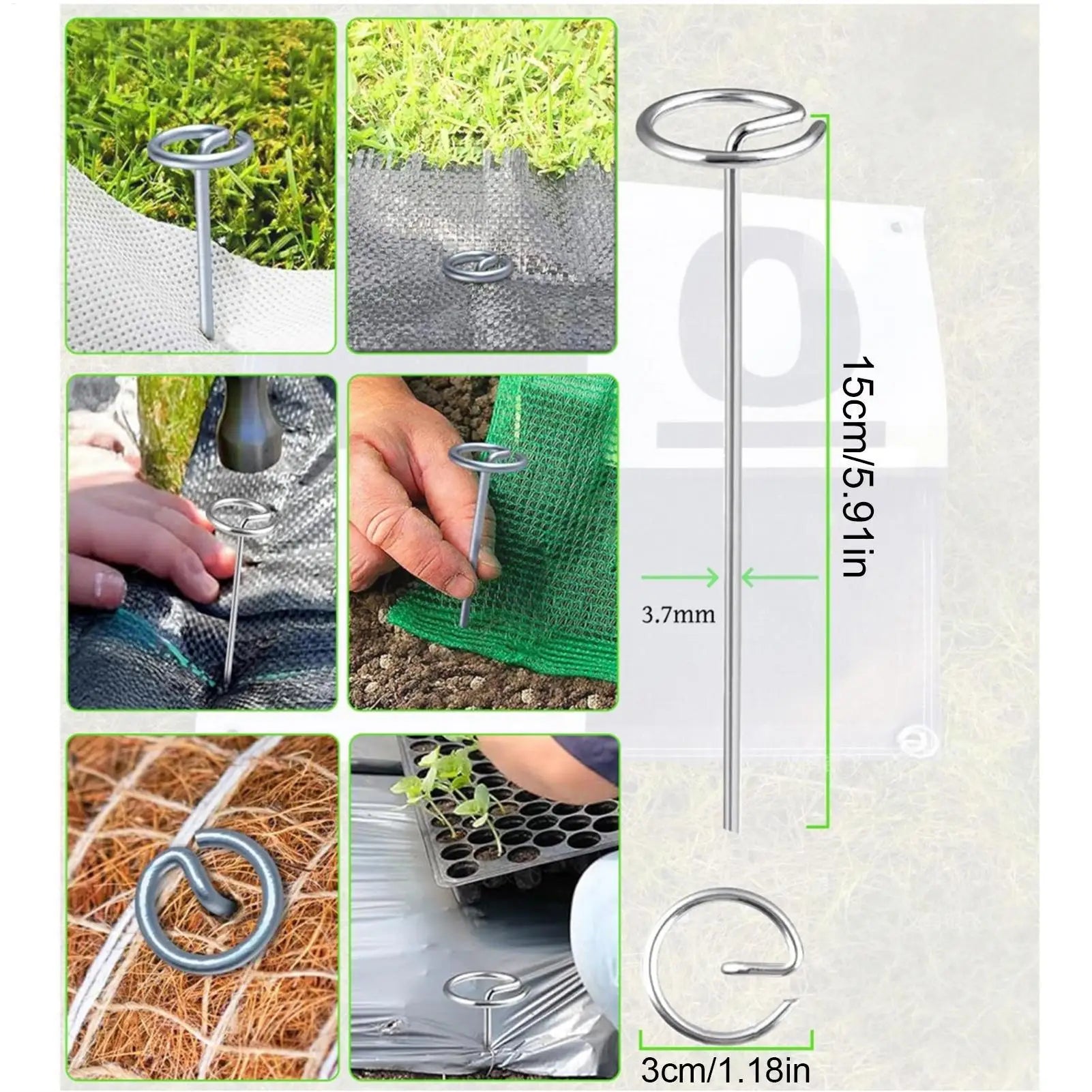 50-Piece 6" G-Shape Landscape Fabric Pins & Garden Stakes Landscape Ground Stakes Peaceful Pleasures Health and Wellness