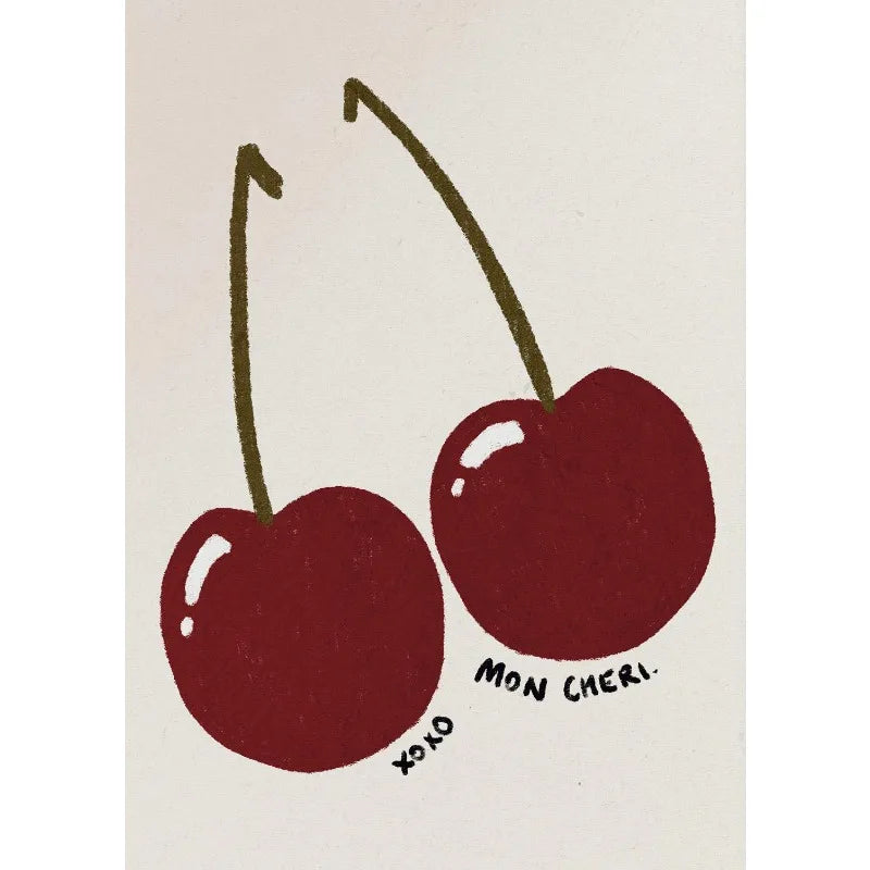 Retro Feeling Lucky Poster Cherry Positive Quotes Playing Card HD Printed Canvas Wall Art Pictures Home Bedroom Decor Gift Peaceful Pleasures Health and Wellness 9 30x40cm Unframed