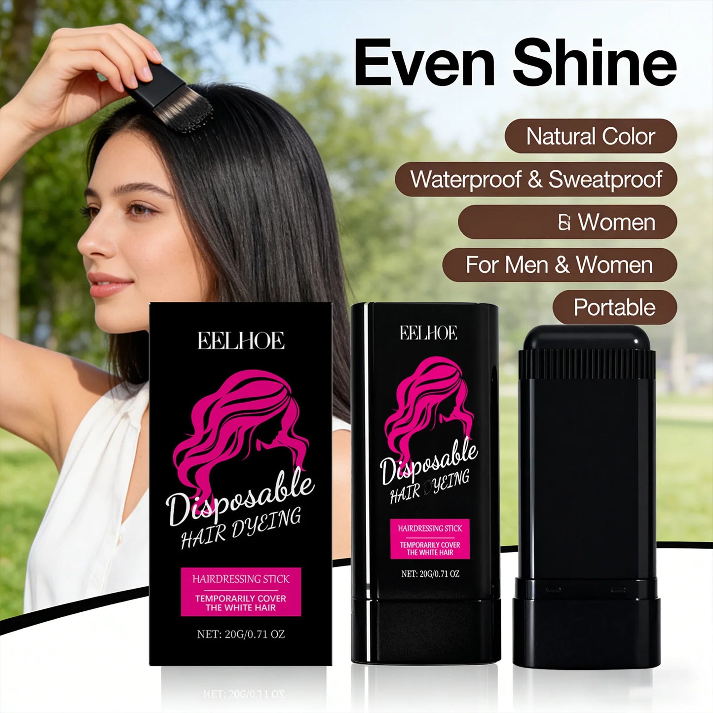 Eelhoe Temporary Black Hair Dye Stick – Grey Root Cover 20g Temporary Hair Dye Stick Peaceful Pleasures Health and Wellness