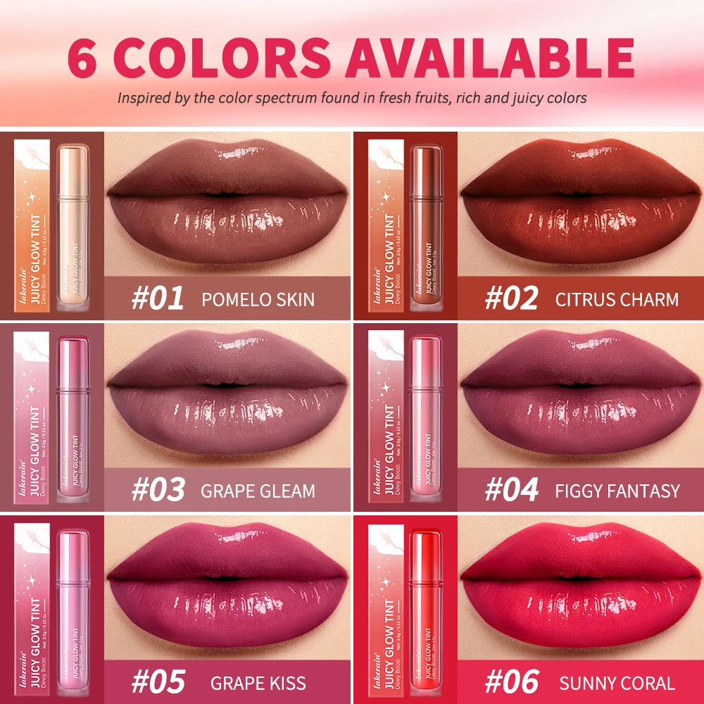 Lakerain Juicy Glow Tint Long-Lasting Mirror Shine Smooth Radiant Lip Tint Deep Moisturizing Brightening Juicy Glow Lipstick Peaceful Pleasures Health and Wellness