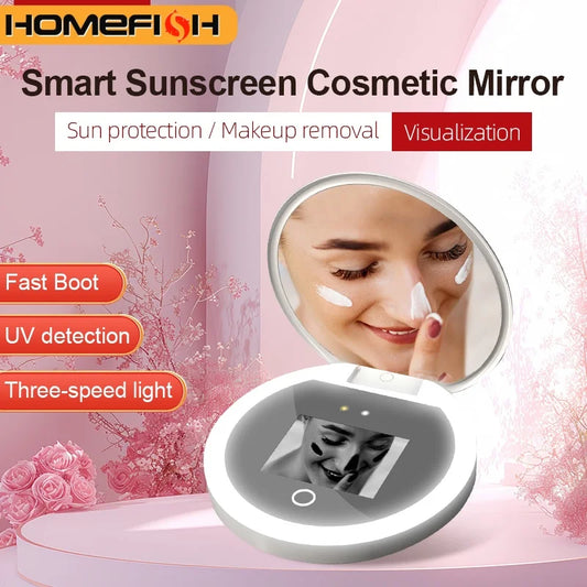 Smart Sunscreen Makeup Mirror with LED Light Features Peaceful Pleasures Health and Wellness