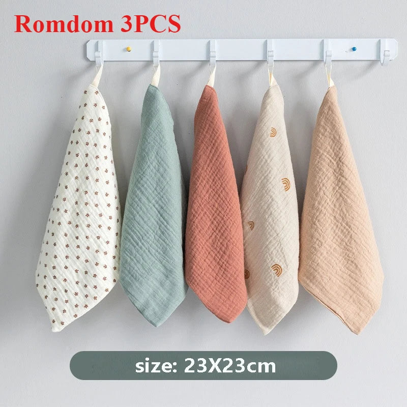 Baby Muslin Washcloths 5-Pack | Soft Cotton Newborn Face Towels