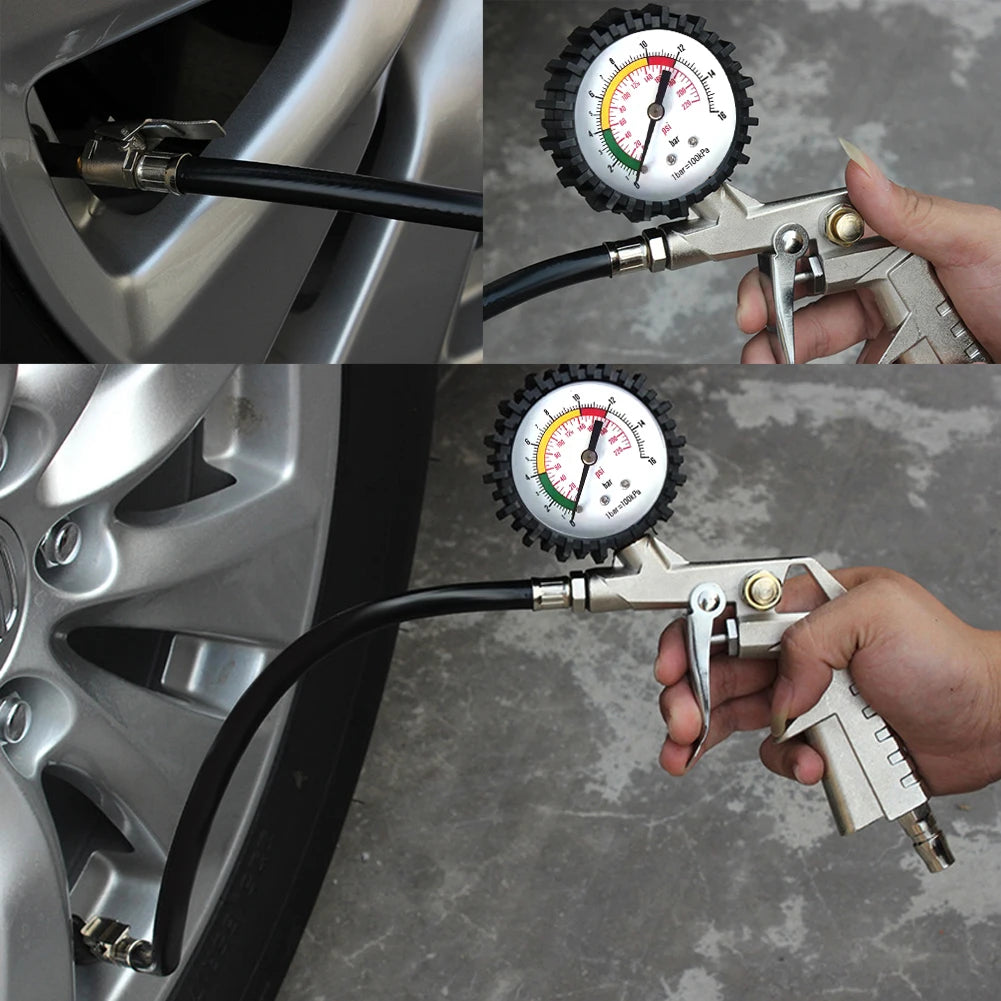 Digital Dial Pressure Meter Gauge 220 PSI Tyre Pressure Gun Compressor Tool With Inflation Deflation Function for Car Auto Truck Peaceful Pleasures Health and Wellness