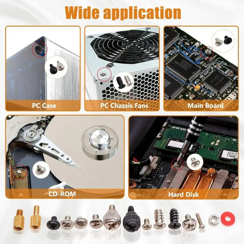 New 228Pcs/Box Hard Disk DIY Motherboard PC Computer Assemble Case Fan Hand Screw Bolt Standoff Washer Assortment Kit Peaceful Pleasures Health and Wellness