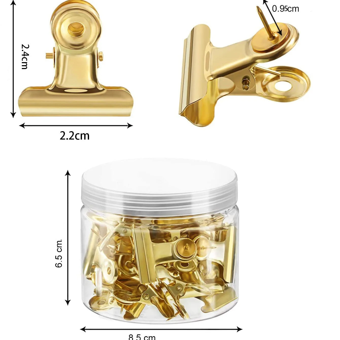 Rose Gold Metal Push Pin Clips Decorative Bulldog Document Binding