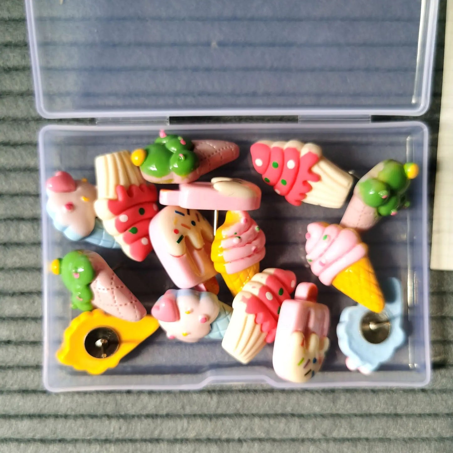Bview Art Creative Ice Cream Resin Push Pins Flat Head Thumb Tacks