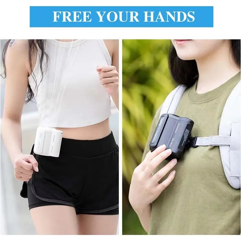Portable Rechargeable Waist Fan Mini Personal Summer Cooling Fan For Travel Outdoor Sports With 4500Mah Battery Peaceful Pleasures Health and Wellness