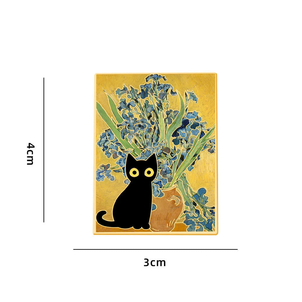 Van Gogh Oil Painting Black Cat Series Badge World Famous Zinc Alloy