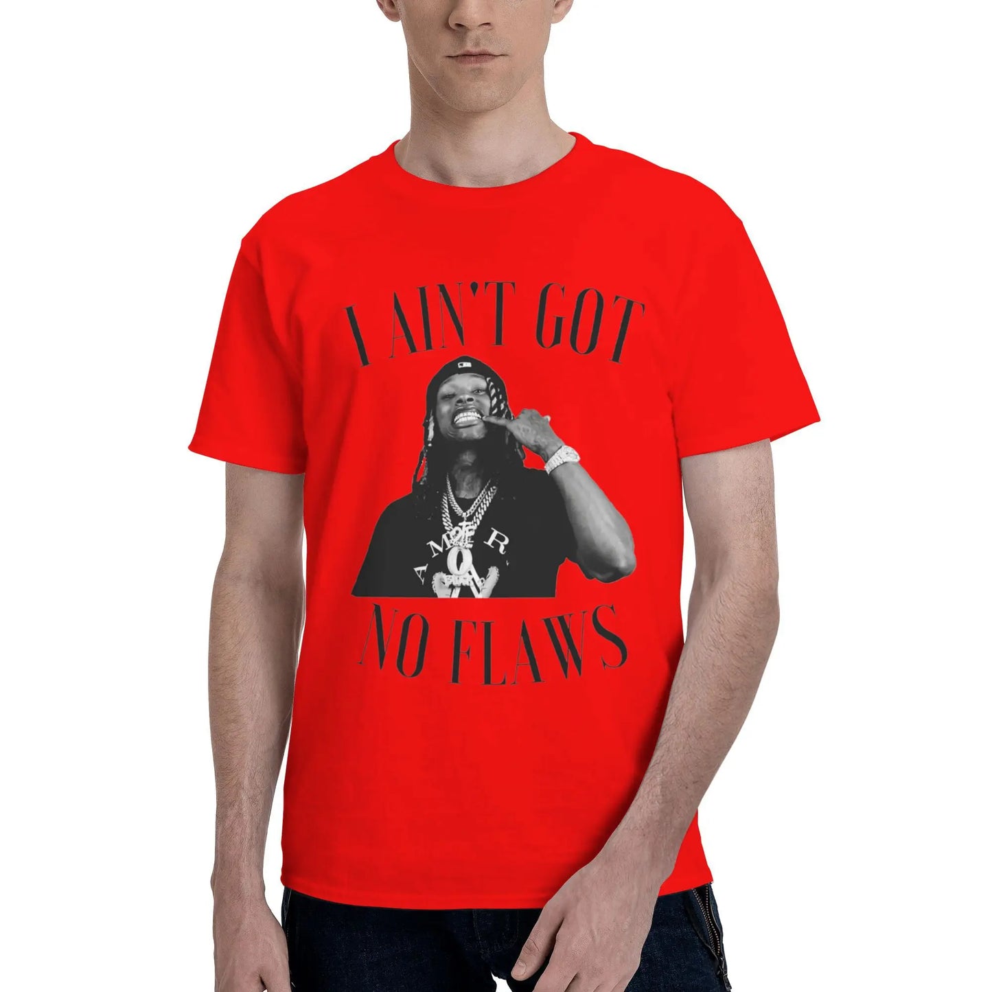 Fun K-Kings Von T-Shirts for Men O Neck 100% Cotton T Shirt Got No Flaws Short Sleeve Tees New Arrival Clothing Peaceful Pleasures Health and Wellness Red XXL