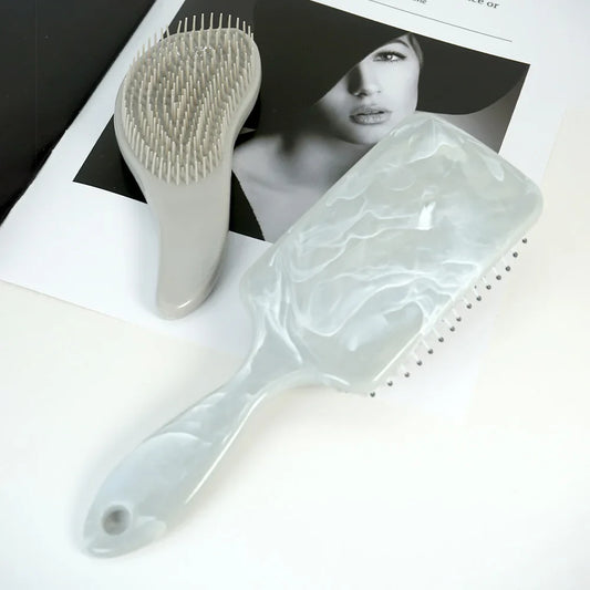 Marble Texture Hair Brush – Oval & Rectangular Detangling Hair Styling Brush Oasis Select
