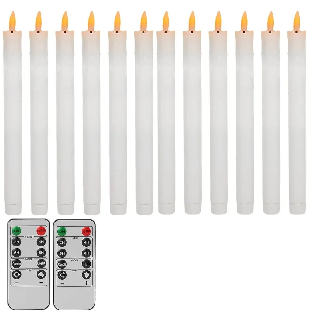 Flameless Flickering Taper Candles With/Without Remote Control Timer Dimmer Battery Operated Candlesticks for Christmas Wedding Peaceful Pleasures Health and Wellness 12Pc with Remote
