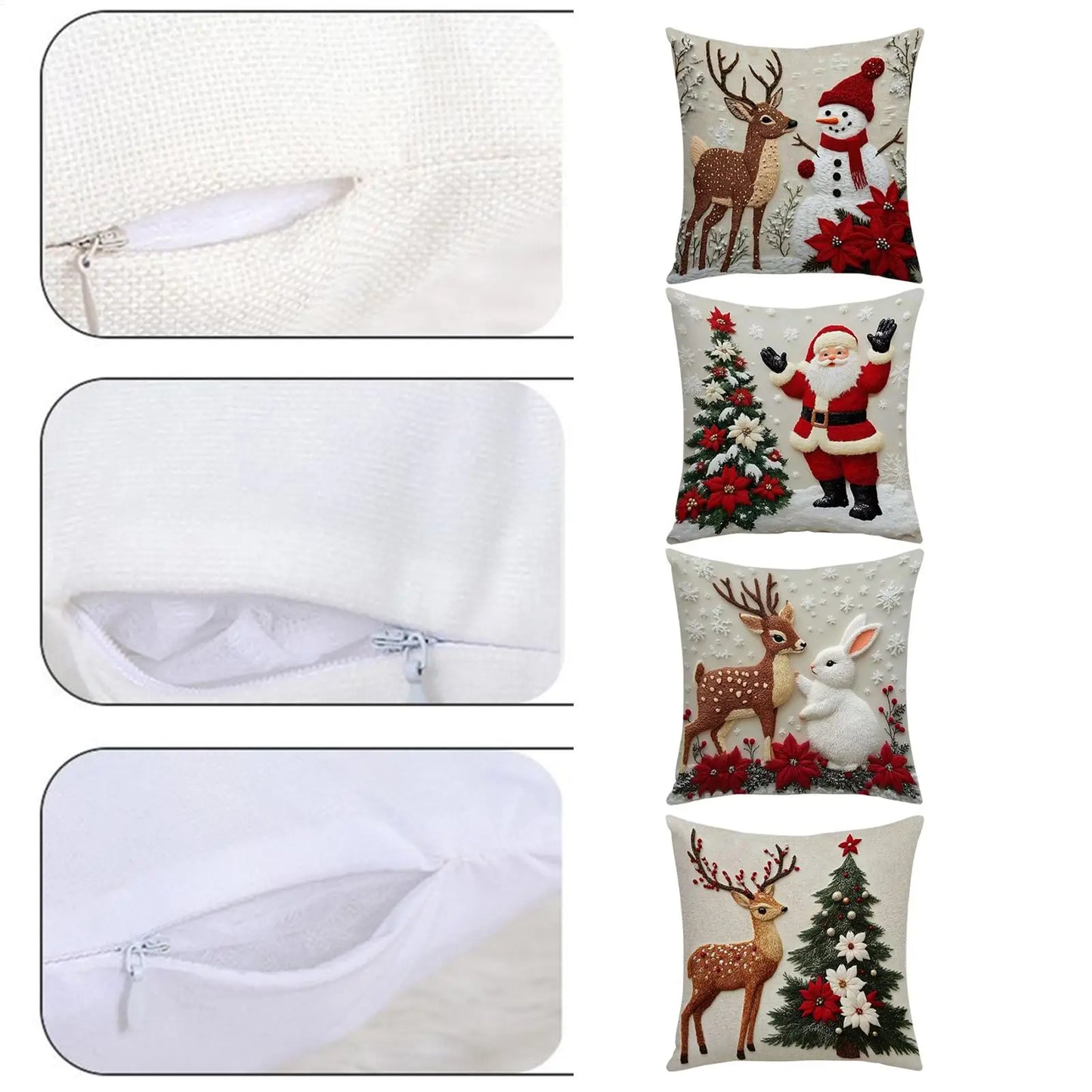4-Pack Christmas Pillow Covers 17.7" | Festive Holiday Décor