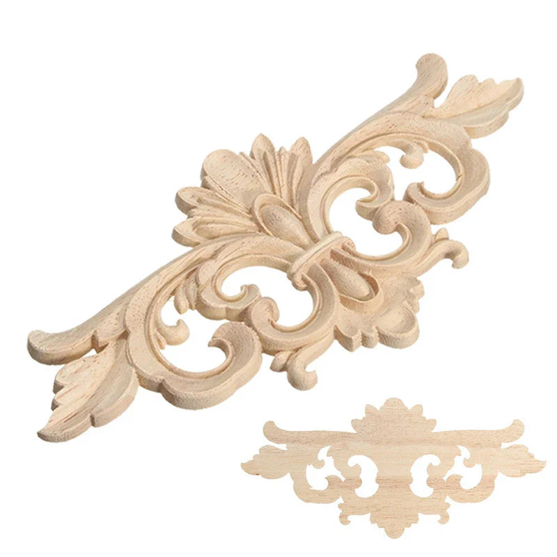 Wood Carved Floral Applique Onlay – Furniture & Door Decor