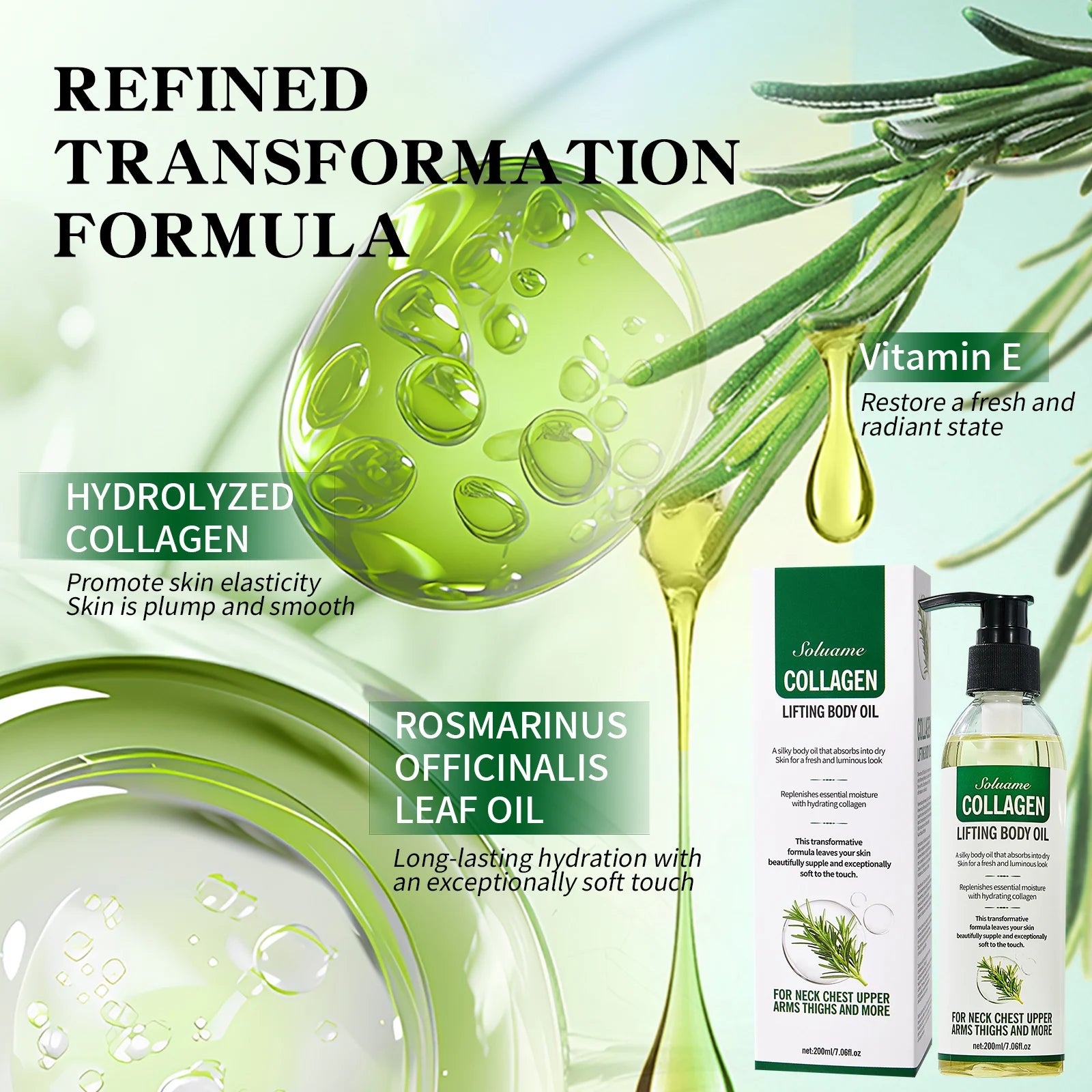 Collagen Lifting Body Oil for Hydrating and Firming Peaceful Pleasures Health and Wellness