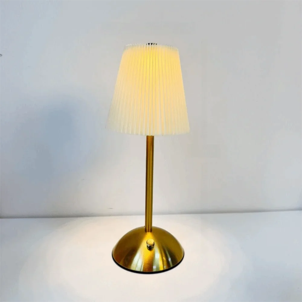 Dimmable LED Desk Lamp | Pleated Fabric Shade & USB Charging