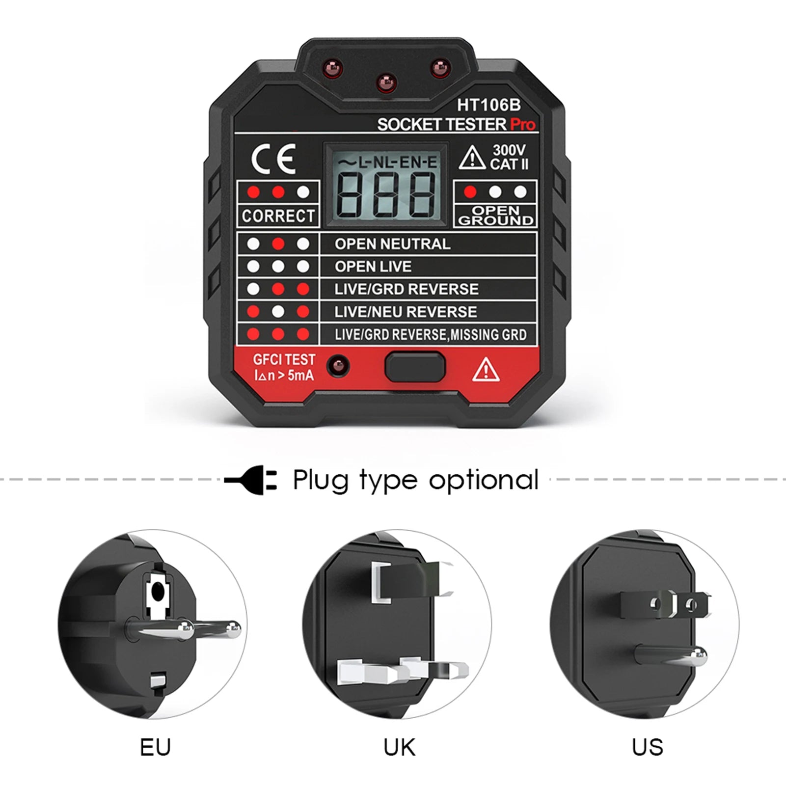 HABOTEST Advanced RCD Electric Socket Tester Wall Plug Breaker Finder Electric Leakage Test with Voltage Backlight LCD Display Peaceful Pleasures Health and Wellness