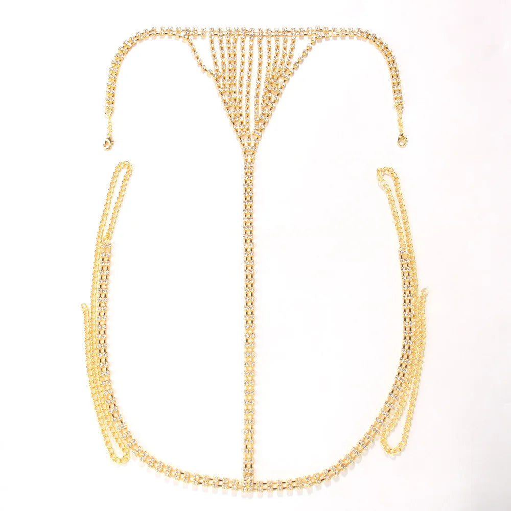 Rhinestone Heart Belly Chain | Crystal Waist Body Jewelry Body Chain Jewelry Peaceful Pleasures Health and Wellness Gold-color