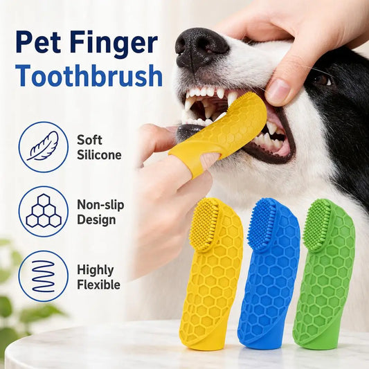 Silicone Pet Finger Toothbrush – Dog & Cat Dental Care 3-Pack Pet Finger Toothbrush Peaceful Pleasures Health and Wellness