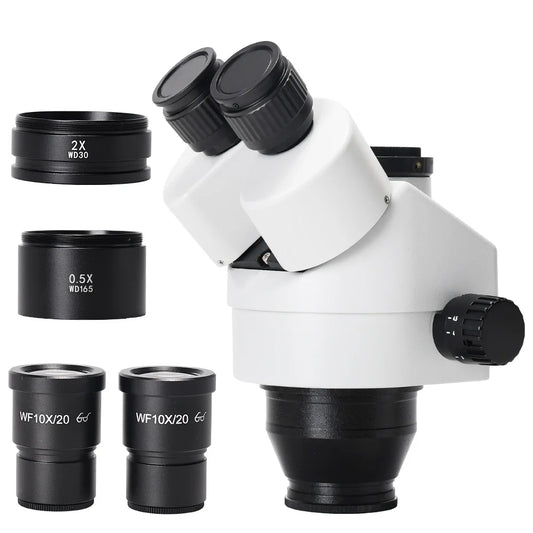 7-45X White Three Eye Binocular Microscope Lens Head Continuously Variable Magnification Peaceful Pleasures Health and Wellness