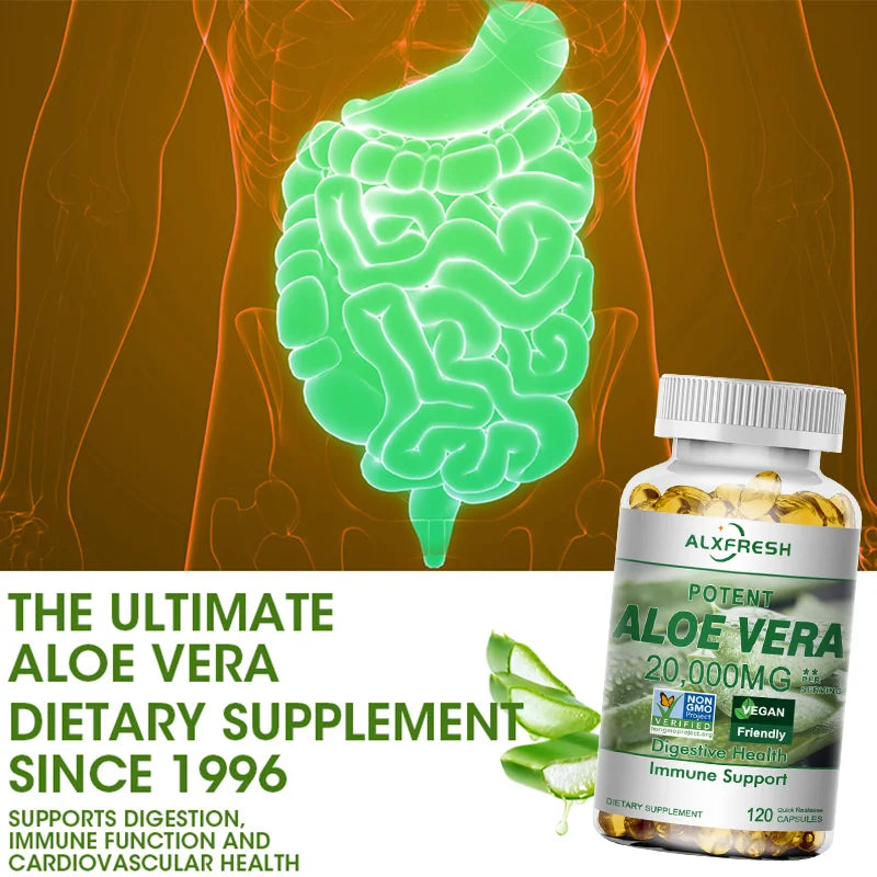 Aloe Vera Capsules Improve Digestive Health Soothe The Intestines Provide Antioxidant Detoxifying Effects Promote Skin Health Peaceful Pleasures Health and Wellness